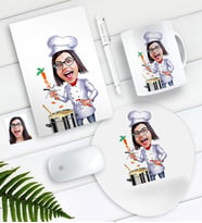 BK Gift Kişiye Özel Bayan Chef Karikatürlü Defter Kalem Kupa Mouse Pad Seti (Model 1)