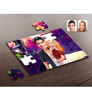 BK Gift Kişiye Özel Sevgililer Karikatürlü Ahşap Puzzle-90