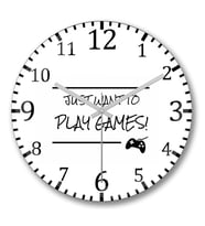 Just Want To Play Games Duvar Saati Bombeli Gercek Cam