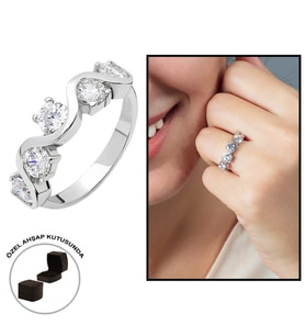 Starlight Diamond Pırlanta Montür Asimetrik 925 Ayar Gümüş Bayan Beştaş Yüzük