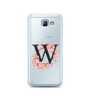 Pembe Çiçekli Harf Tasarım Süper Şeffaf Silikon Telefon Kılıfı Samsung A8 (2016)