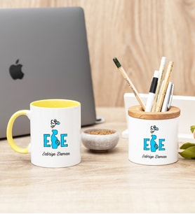 Ebe Sarı Kupa Bardak Ve Kalemlik Seti