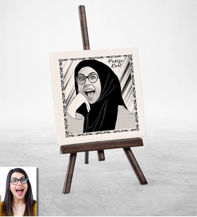 BK Gift Kişiye Özel Türbanlı Karikatürlü Doğal Taş 40788