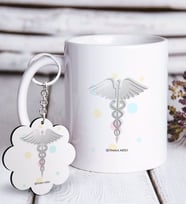 BK Gift Kişiye Özel Mesleki Doktor Beyaz Kupa ve Anahtarlık Hediye Seti-4 (Model 1)
