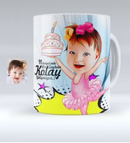 BK Gift Kişiye Özel Kız Çocuk Doğum Günü Karikatürlü Beyaz Kupa Bardak  1