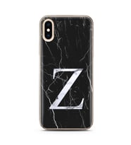 Iphone X Siyah Mermer Harf Tasarımlı Telefon Kılıfı Z-Harfi 