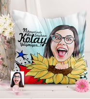 BK Gift Kişiye Özel Bayan Karikatürlü  Yastık  5