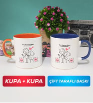 İkili Sen Başıma Gelen En Güzel Şeysin Sevgililer Günü Hediyesi Kupa Bardak Turuncu Lacivert