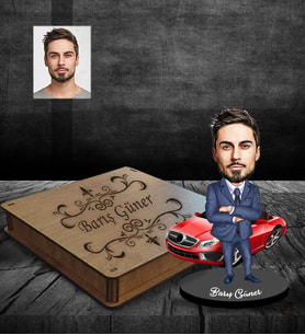 Kişiye Özel Patron Karikatürlü Ahşap Biblo Kutulu Bay-15