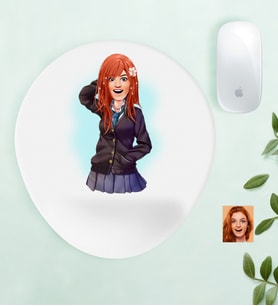 BK Gift Kişiye Özel Bayan Anime Karikatürlü Bilek Destekli Mouse Pad-4 (Beyaz)