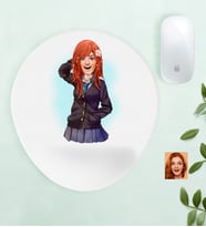 BK Gift Kişiye Özel Bayan Anime Karikatürlü Bilek Destekli Mouse Pad-4 (Beyaz)