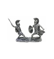 Achilles Hektor Troy Savaşı Biblo Aşil Hektör Savaşan Figür Mitoloji Heykel Dekoratif Hediyelik Süs (Çok Renkli)