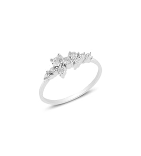 Söğütlü Silver Gümüş rodyumlu  zirkon taşlı lady gümüş yüzük