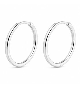 Afrodit Silver 925 Ayar Gümüş Taşsız 21 mm Halka Küpe