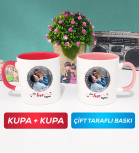 İkili Sevgiliye Sevgililer Günü Hediyesi 11 Kupa Bardak Kırmızı Pembe