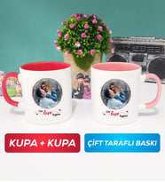 İkili Sevgiliye Sevgililer Günü Hediyesi 11 Kupa Bardak Kırmızı Pembe