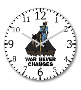 Fallout War Never Changes Duvar Saati Bombeli Gercek Cam
