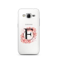 Pembe Çiçekli Harf Tasarım Süper Şeffaf Silikon Telefon Kılıfı Samsung Core Prim