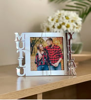 Kişiye Özel Fotoğraflı Mutlu Yıllar Mdf Çerçeve Gümüş
