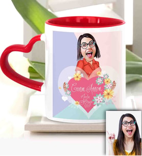 BK Gift Kişiye Özel Anneler Günü Temalı Kırmızı Kalpli Karikatürlü Kupa Bardak Kk8