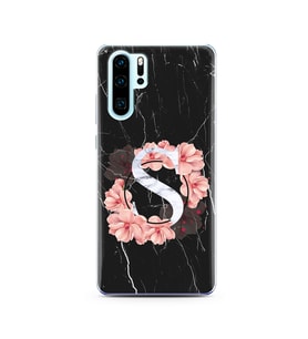 Mermer Çiçekli Harf Tasarım Süper Şeffaf Silikon Telefon Kılıfı Huawei P30 Pro S