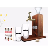 BK Gift Kişiye Özel Renkli Baskılı Mardin Tasarımlı Turistik İkili Rakı Bardağı Ahşap Rakı Standı ve Cep Kitabı Hediye Seti-2 (Model 1)