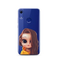 Kahve Saçlı Kız Tasarımlı Süper Şeffaf Silikon Telefon Kılıfı Huawei Honor 8A