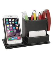 Telefon Standlı Suni Deri Kalemlik (Siyah)