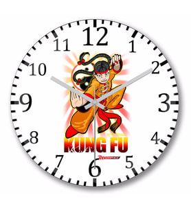 Kung Fu Karate Shotokan Duvar Saati Bombeli Gercek Cam