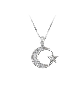 Sirius Pırlanta Taşlı Ay Yıldız Kolye 0701P0048