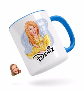 BK Gift Kişiye Özel Marilyn Monroe Karikatürlü Mavi Kupa Bardak