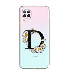 Papatya Harf Tasarım Süper Şeffaf Silikon Telefon Kılıfı Huawei P40 Lite D-Harfi