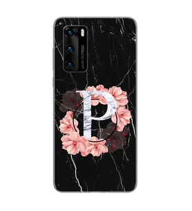 Mermer Çiçekli Harf Tasarım Süper Şeffaf Silikon Telefon Kılıfı Huawei P40 Pro P