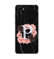 Mermer Çiçekli Harf Tasarım Süper Şeffaf Silikon Telefon Kılıfı Huawei P40 Pro P