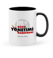 BK Gift Kişiye Özel Büro Yönetimi Öğretmeni Siyah Kupa Bardak