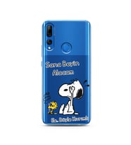Snoopy Tasarımlı Süper Şeffaf Silikon Telefon Kılıfı Huawei Y9 Prime 2019