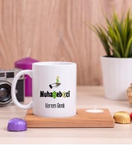 Muhasebeci Ahşap Altlıklı Mumlu Beyaz Kupa Bardak