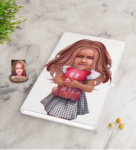 BK Gift Kişiye Özel Kız Çocuk İllüstrasyon Tasarımlı Beyaz Defter-1