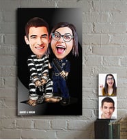 BK Gift Kişiye Özel Sevgililer Karikatür Ahşap Tablo - 7