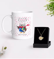 BK Gift Kişiye Özel Tarih Öğretmeni Beyaz Kupa ve Papatya Kolye Hediye Seti-3 (Model 1)