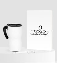 BK Gift Kişiye Özel İsimli Beyaz Defter Kalem Termos Mug Seti - 4