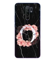 Mermer Çiçekli Harf Tasarım Süper Şeffaf Silikon Telefon Kılıfı Xiomai Redmi 9 O