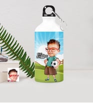 BK Gift Kişiye Özel Çocuk Futbolcu Karikatürlü Metal Suluk 500 Ml