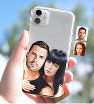 BK Gift Kişiye Özel Sevgililer Karikatürlü iPhone 11 İnce Şeffaf Silikon Telefon Kapağı-37 (Beyaz)