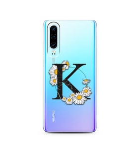 Papatya Harf Tasarım Süper Şeffaf Silikon Telefon Kılıfı Huawei P30   K-Harfi