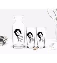 BK Gift Kişiye Özel Renkli Baskılı Çılgınlar Gibi Tasarımlı İkili Rakı Bardağı ve Karaf Hediye Seti-1 (Model 1)