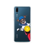 Motorcu Köpek Tasarımlı Süper Şeffaf Silikon Telefon Kılıfı Huawei P20   