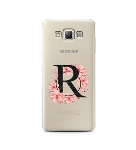 Pembe Çiçekli Harf Tasarım Süper Şeffaf Silikon Telefon Kılıfı Samsung A7 (2015)