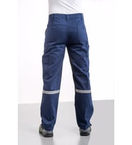 İş Pantolonu 16/12 Gabardin %100 Pamuk Reflektörlü Kargo Cepli (Lacivert)