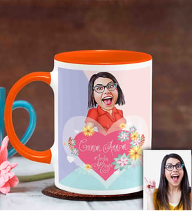 BK Gift Kişiye Özel Anneler Günü Temalı Karikatürlü Turuncu Kupa Bardak T8